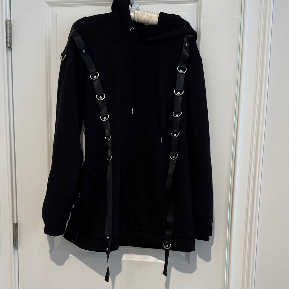Poster girl Black Hoodie with Strap Details